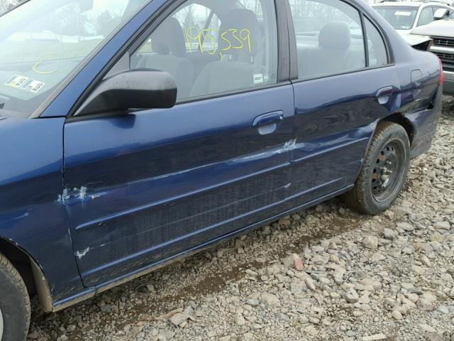 2HGES16635H575800 - 2005 HONDA CIVIC LX BLUE photo 9