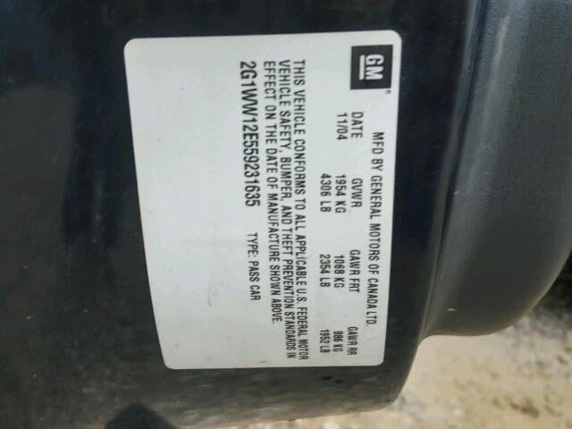 2G1WW12E559231635 - 2005 CHEVROLET MONTE CARL 黑色 照片 10