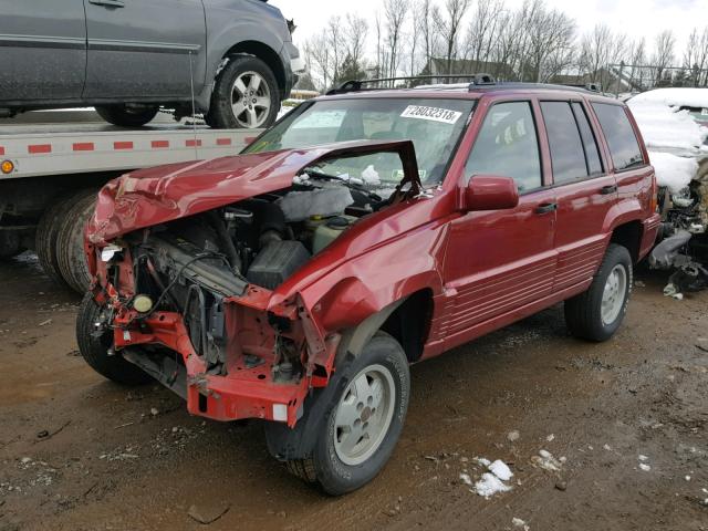 1J4GZ78Y8SC622204 - 1995 JEEP GRAND CHER RED photo 2