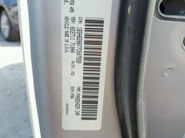 1B3HB28B77D507559 - 2007 DODGE CALIBER SILVER photo 10