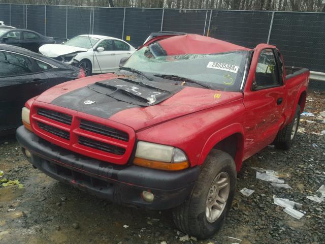 1B7GG22N21S215996 - 2001 DODGE DAKOTA RED photo 2