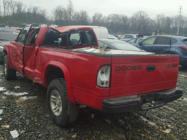 1B7GG22N21S215996 - 2001 DODGE DAKOTA RED photo 3