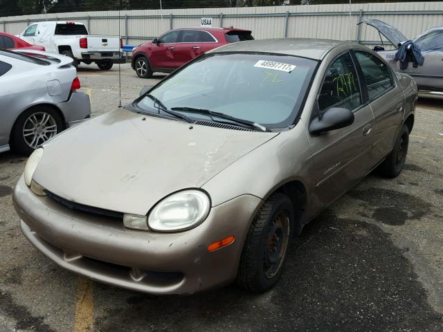 1B3ES46C8YD516217 - 2000 DODGE NEON BASE TAN photo 2