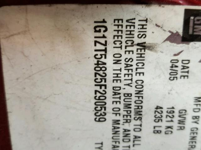 1G1ZT54825F290539 - 2005 CHEVROLET MALIBU LS წითელი ფოტო 10