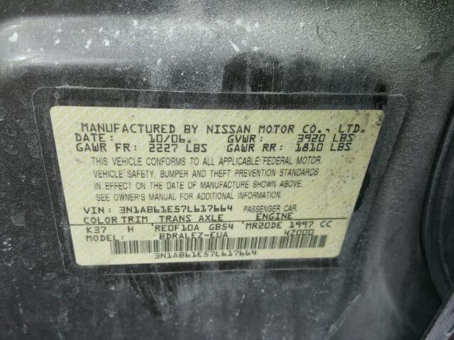 3N1AB61E57L617664 - 2007 NISSAN SENTRA 2.0 BROWN photo 10