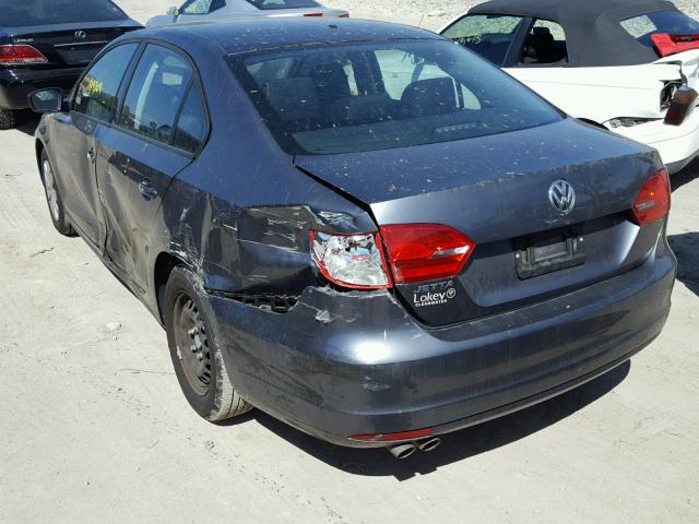 3VW2K7AJ2EM445263 - 2014 VOLKSWAGEN JETTA BASE ნაცრისფერი ფოტო 3