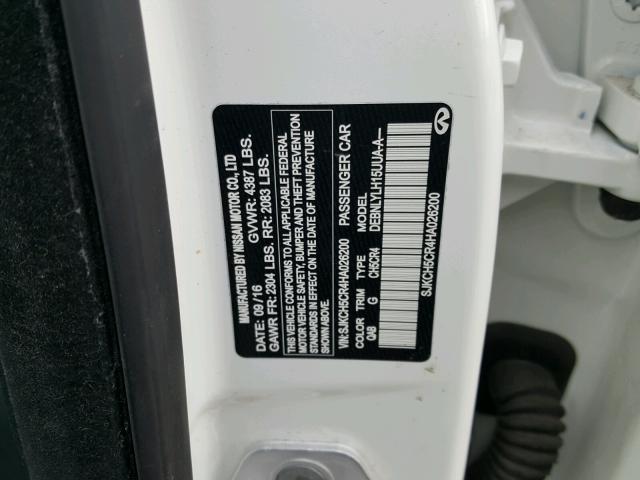 SJKCH5CR4HA026200 - 2017 INFINITI QX30 BASE WHITE photo 10