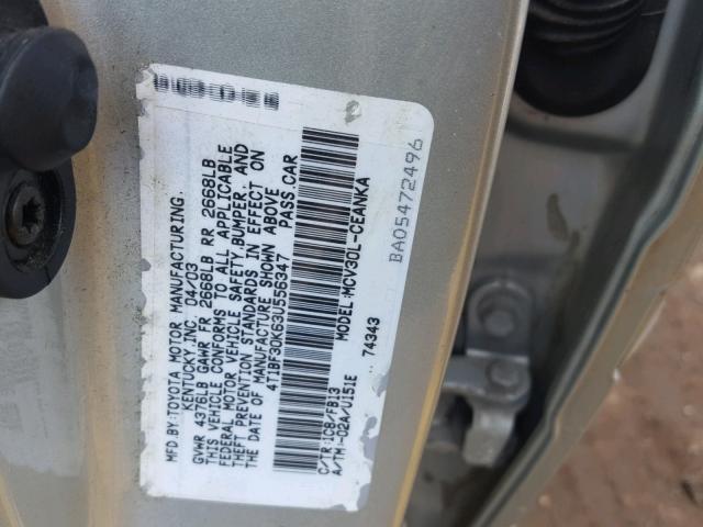 4T1BF30K63U556347 - 2003 TOYOTA CAMRY LE SILVER photo 10