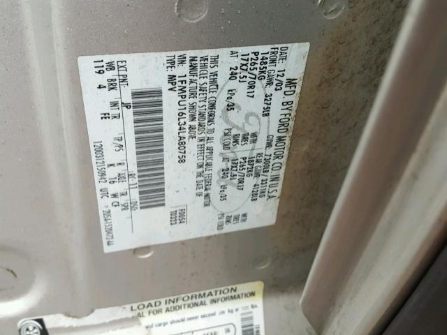 1FMPU16L34LA80758 - 2004 FORD EXPEDITION GRAY photo 10