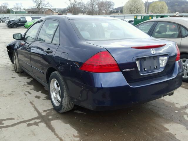 1HGCM56177A002509 - 2007 HONDA ACCORD VAL BLUE photo 3