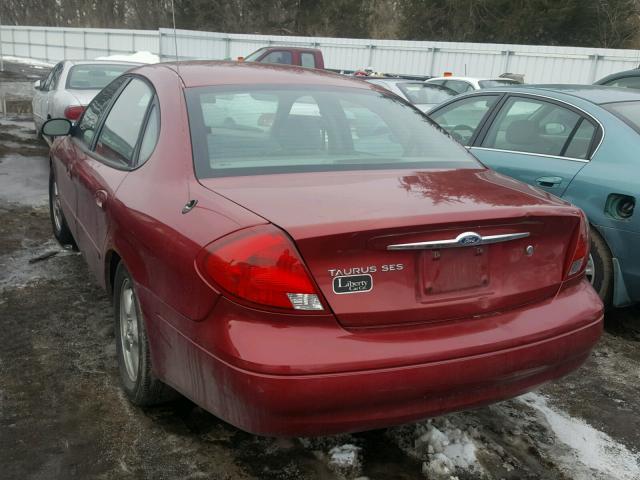 1FAFP55282A244933 - 2002 FORD TAURUS SES RED photo 3