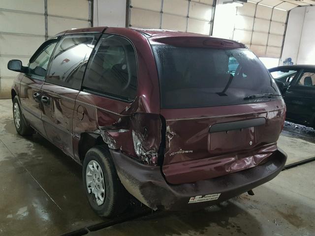 1C4GJ25331B234813 - 2001 CHRYSLER VOYAGER BURGUNDY photo 3