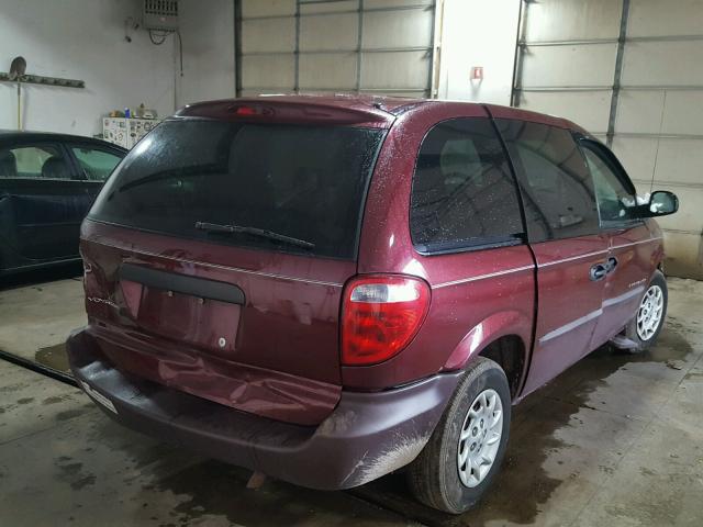 1C4GJ25331B234813 - 2001 CHRYSLER VOYAGER BURGUNDY photo 4