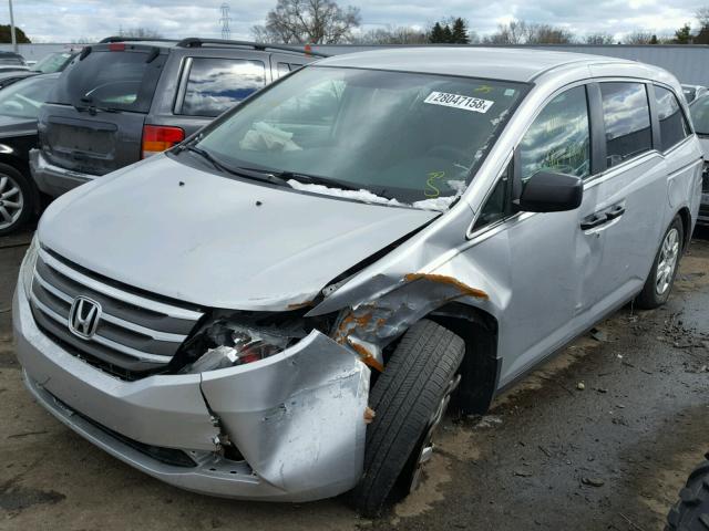 5FNRL5H22BB059847 - 2011 HONDA ODYSSEY LX SILVER photo 2