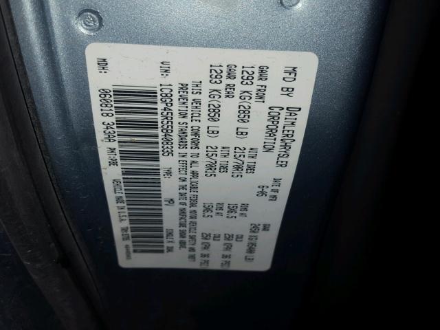 1C8GP45R55B408335 - 2005 CHRYSLER TOWN & COU BLUE photo 10