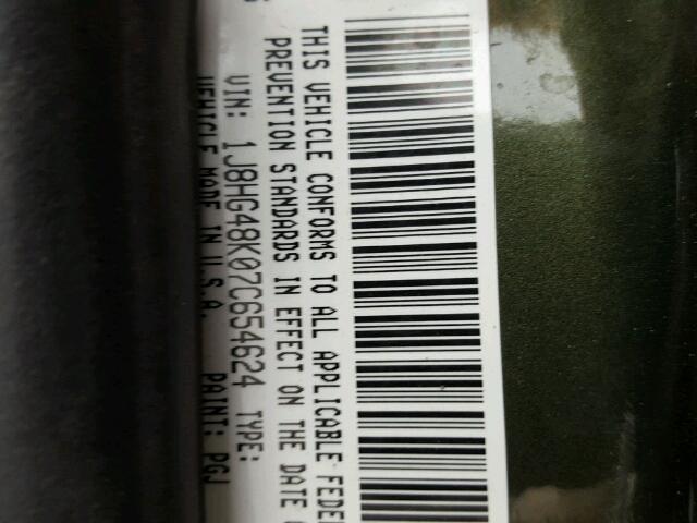 1J8HG48K07C654624 - 2007 JEEP COMMANDER GREEN photo 10