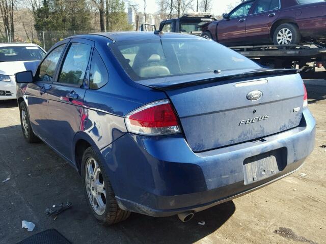 1FAHP35N08W169597 - 2008 FORD FOCUS SE BLUE photo 3