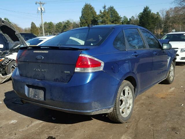 1FAHP35N08W169597 - 2008 FORD FOCUS SE BLUE photo 4