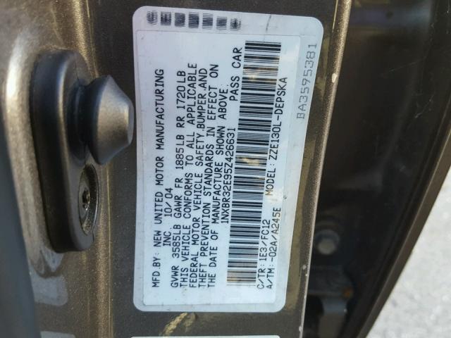 1NXBR32E95Z426631 - 2005 TOYOTA COROLLA CE GRAY photo 10