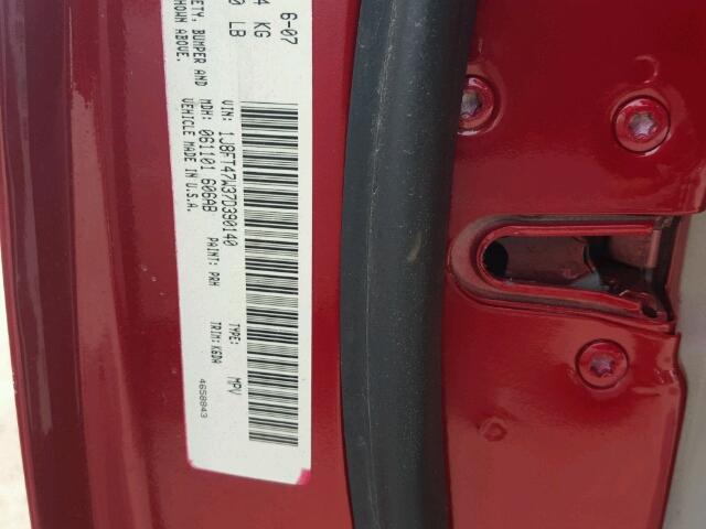 1J8FT47W37D390140 - 2007 JEEP COMPASS RED photo 10