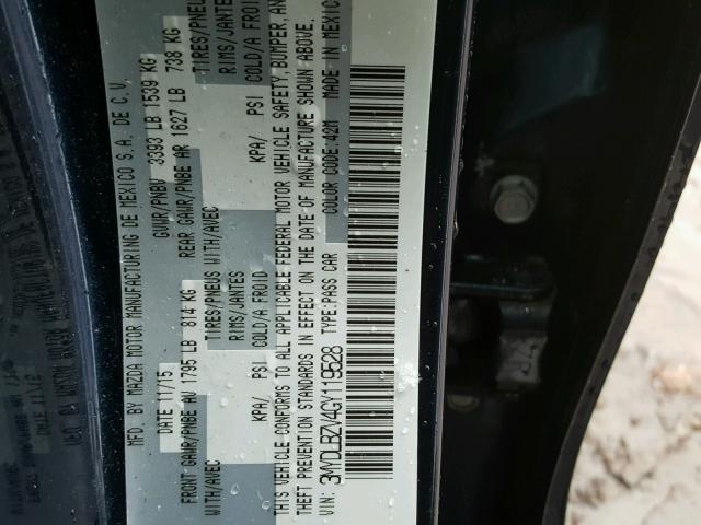 3MYDLBZV4GY119528 - 2016 TOYOTA SCION IA BLUE photo 10