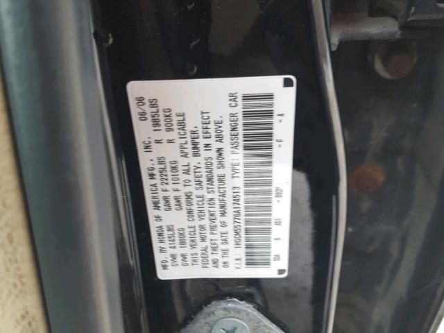 1HGCM55776A174513 - 2006 HONDA ACCORD EX BLACK photo 10