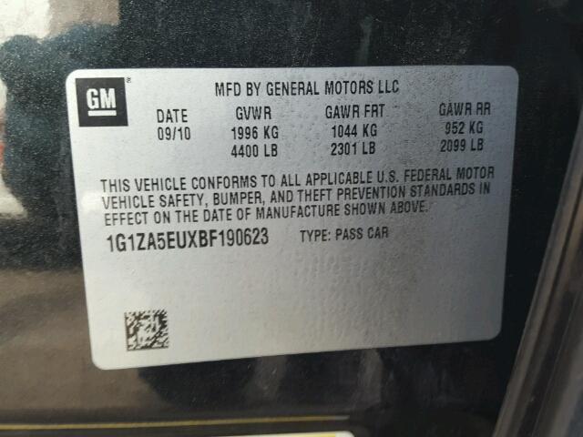 1G1ZA5EUXBF190623 - 2011 CHEVROLET MALIBU LS CHARCOAL photo 10