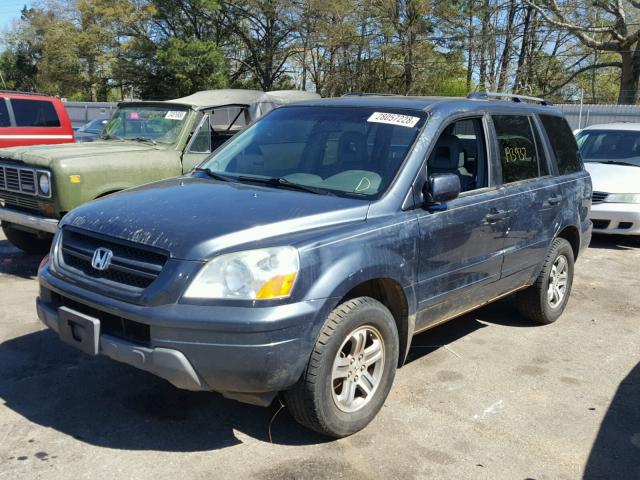 5FNYF18505B024377 - 2005 HONDA PILOT EXL BLUE photo 2