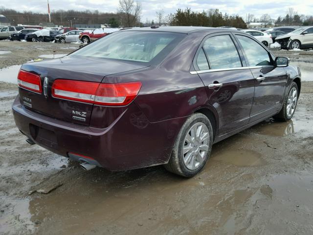 3LNDL2L3XBR761806 - 2011 LINCOLN MKZ HYBRID MAROON photo 4