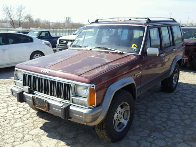 1J4FJ58S2NL216412 - 1992 JEEP CHEROKEE L BURGUNDY photo 2