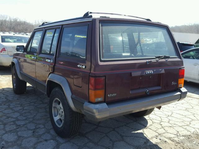 1J4FJ58S2NL216412 - 1992 JEEP CHEROKEE L BURGUNDY photo 3