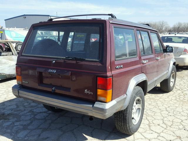 1J4FJ58S2NL216412 - 1992 JEEP CHEROKEE L BURGUNDY photo 4