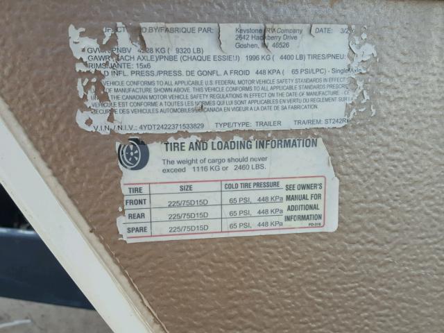 4YDT2422371533829 - 2007 KEYSTONE SPRINTER 白色 照片 10