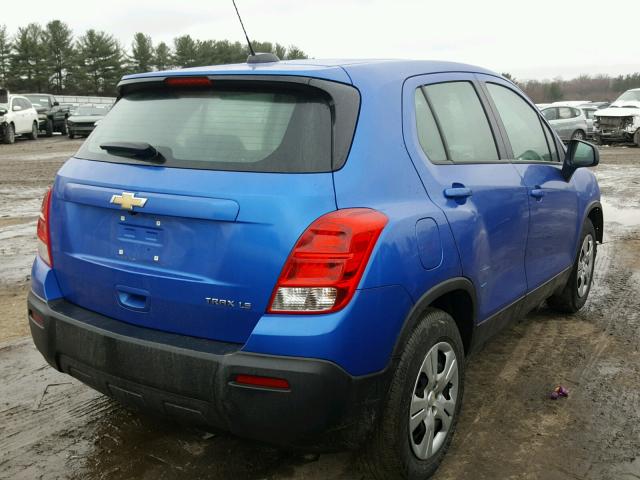 KL7CJKSB4FB249397 - 2015 CHEVROLET TRAX LS BLUE photo 4