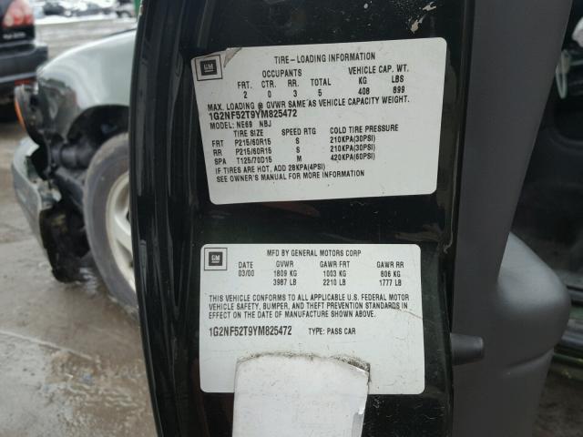 1G2NF52T9YM825472 - 2000 PONTIAC GRAND AM S მწვანე ფოტო 10