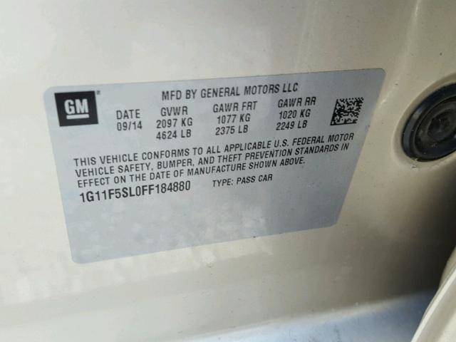 1G11F5SL0FF184880 - 2015 CHEVROLET MALIBU LTZ 棕色 照片 10