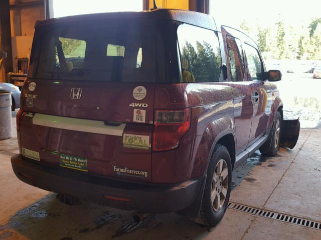 5J6YH287X9L004121 - 2009 HONDA ELEMENT EX MAROON photo 4