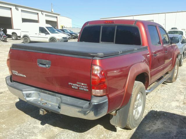 3TMJU62N78M064470 - 2008 TOYOTA TACOMA DOU MAROON photo 4