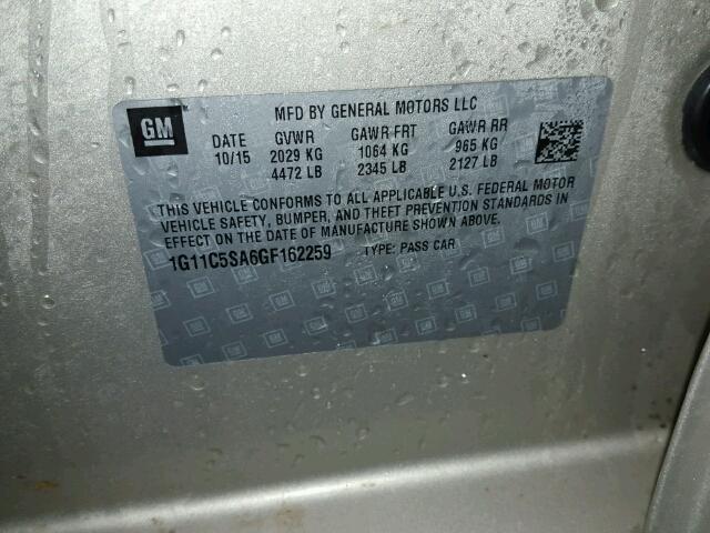 1G11C5SA6GF162259 - 2016 CHEVROLET MALIBU LIM 金色 照片 10