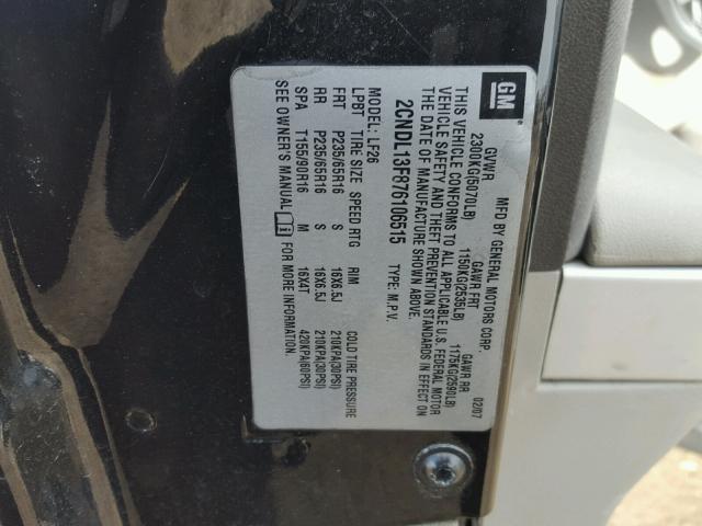 2CNDL13F876106515 - 2007 CHEVROLET EQUINOX LS BLACK photo 10