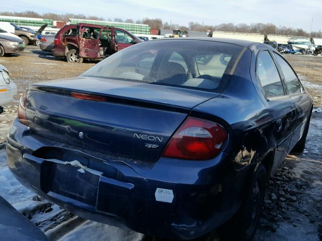 1B3ES56C25D250288 - 2005 DODGE NEON SXT BLUE photo 4