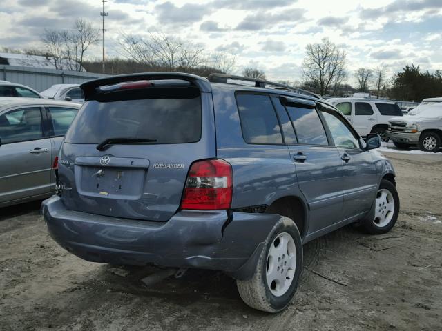 JTEEP21A940039417 - 2004 TOYOTA HIGHLANDER BLUE photo 4