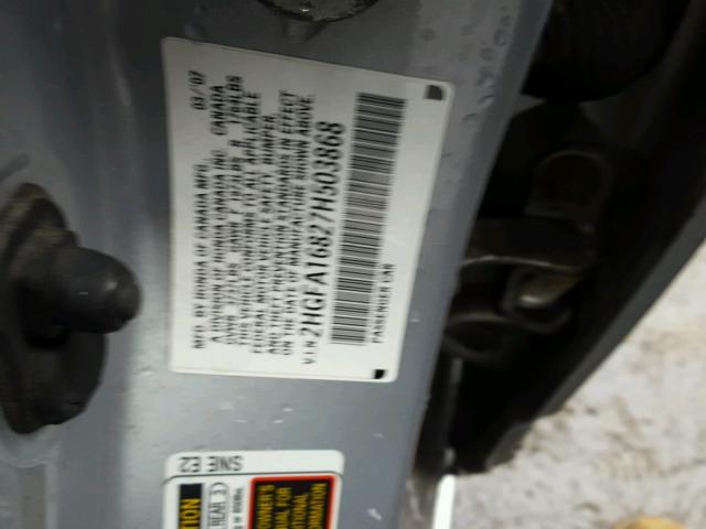 2HGFA16827H503868 - 2007 HONDA CIVIC EX SILVER photo 10