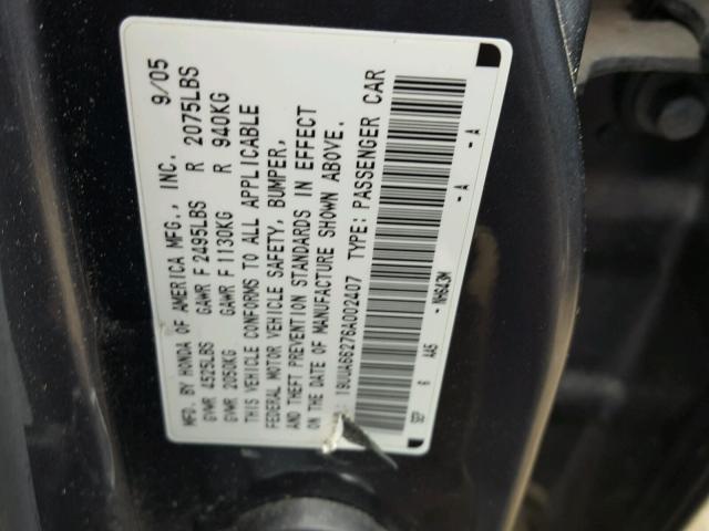 19UUA66276A002407 - 2006 ACURA 3.2TL GRAY photo 10