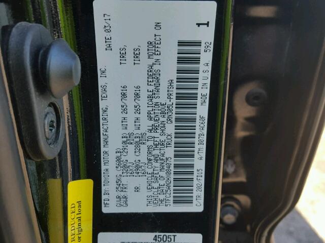 5TFCZ5AN2HX084075 - 2017 TOYOTA TACOMA DOU BLACK photo 10