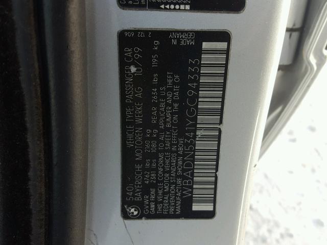 WBADN5341YGC94333 - 2000 BMW 540 I SILVER photo 10