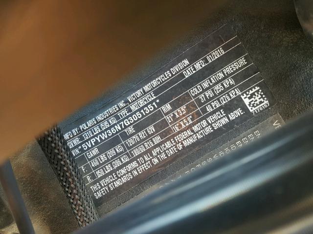 5VPYW36N7G3051351 - 2016 VICTORY MOTORCYCLES MAGNUM 白色 照片 10