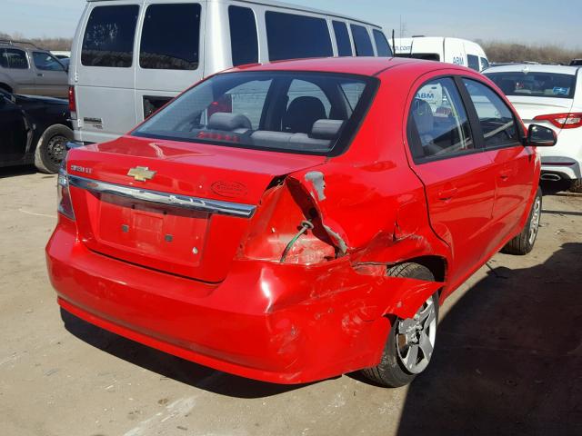 KL1TD56E49B357174 - 2009 CHEVROLET AVEO LS RED photo 4