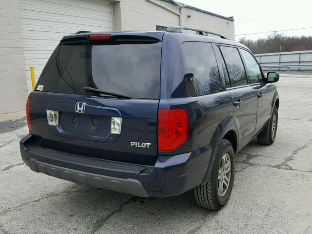 2HKYF186X4H538780 - 2004 HONDA PILOT EXL BLUE photo 4