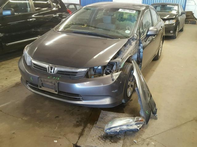 2HGFB2F56CH559864 - 2012 HONDA CIVIC LX GRAY photo 2